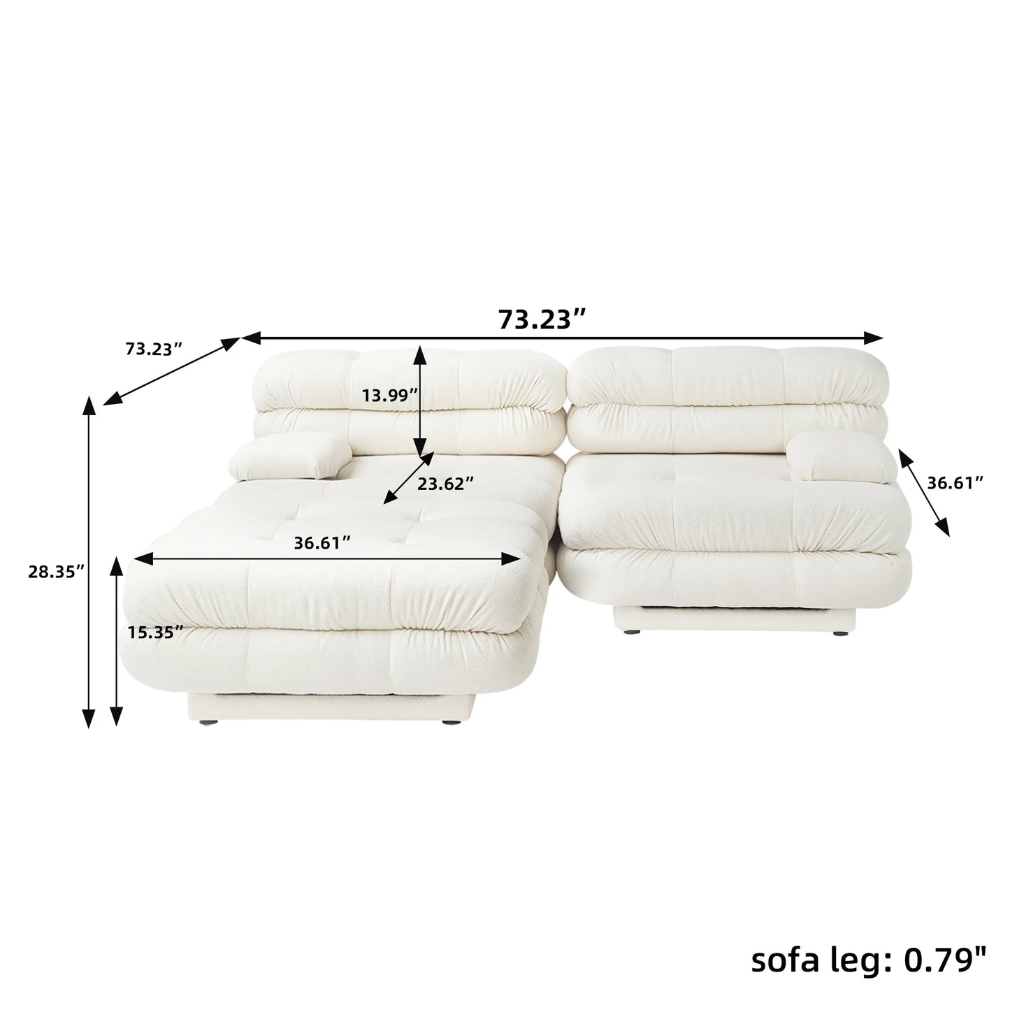 SAVOIR 72″ Sectional Sofa Loveseat With Ottoman