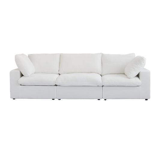 Cloud | 120.45" Linen Sectional Sofa 3-Seater Removable Cover